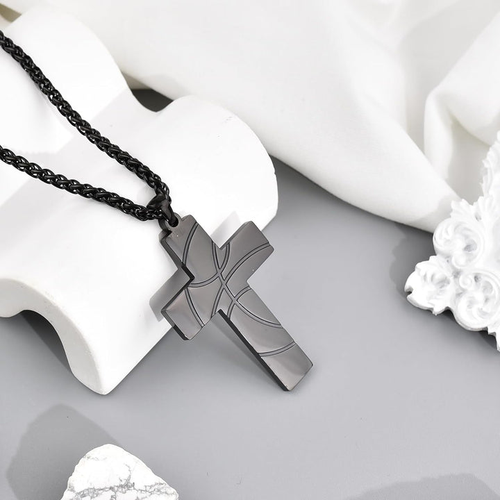 CheersLife Basketball/Fussball-Kreuz-Halskette Für Jungen, Kette Herren,Kommunion Geschenk Junge,Ede