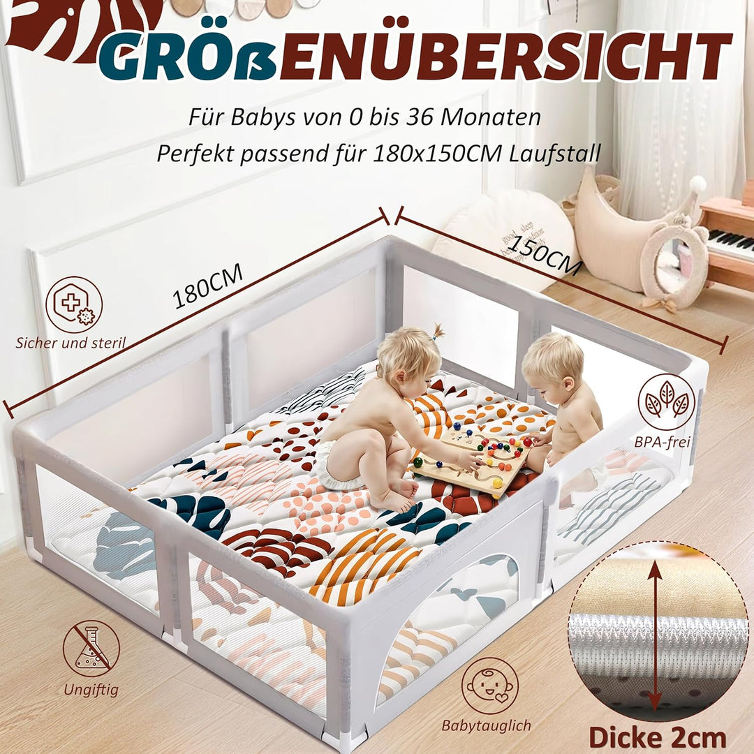 YBIKE Baby Spielmatte, Faltbare Grosse rutschfeste Dicke Baby Krabbelmatte 180x150cm, Tragbare Weich