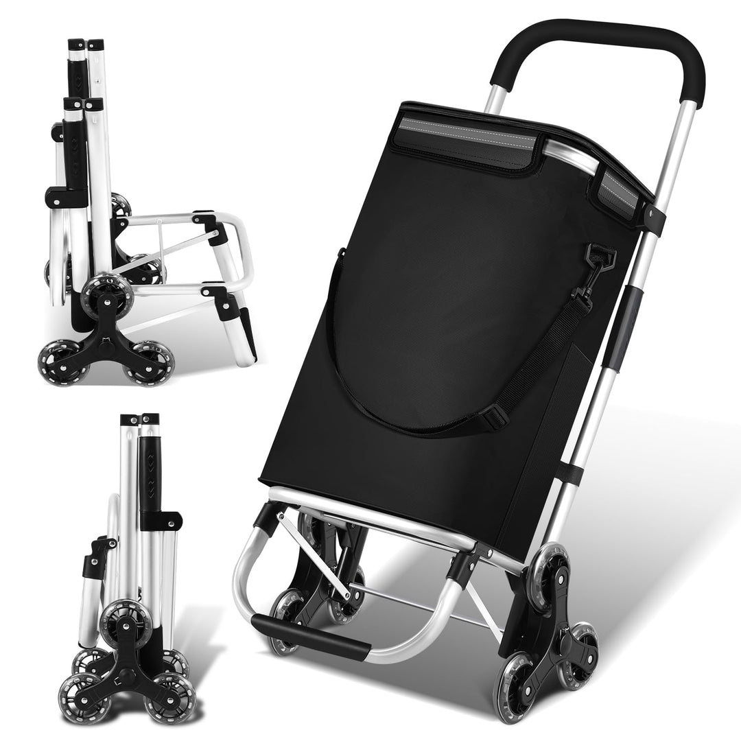 Einkaufstrolley Klappbar 40 Liter Einkaufswagen mit Kühlfach Einkaufstrolley Treppensteiger, Abnehmb