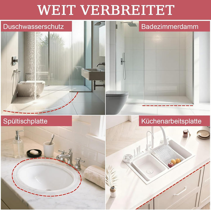 100cm Schwallschutzleiste Dusche Selbstklebend Transparent - Silikon Wasserstopper Dusche Boden, Nas