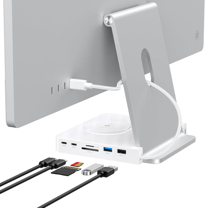 USB C Hub für iMac 61.0 cm 2021/2023/2024, 10Gbps USB-C*2 &amp; USB-A, SD/TF Reader, 15W Wireless Charge