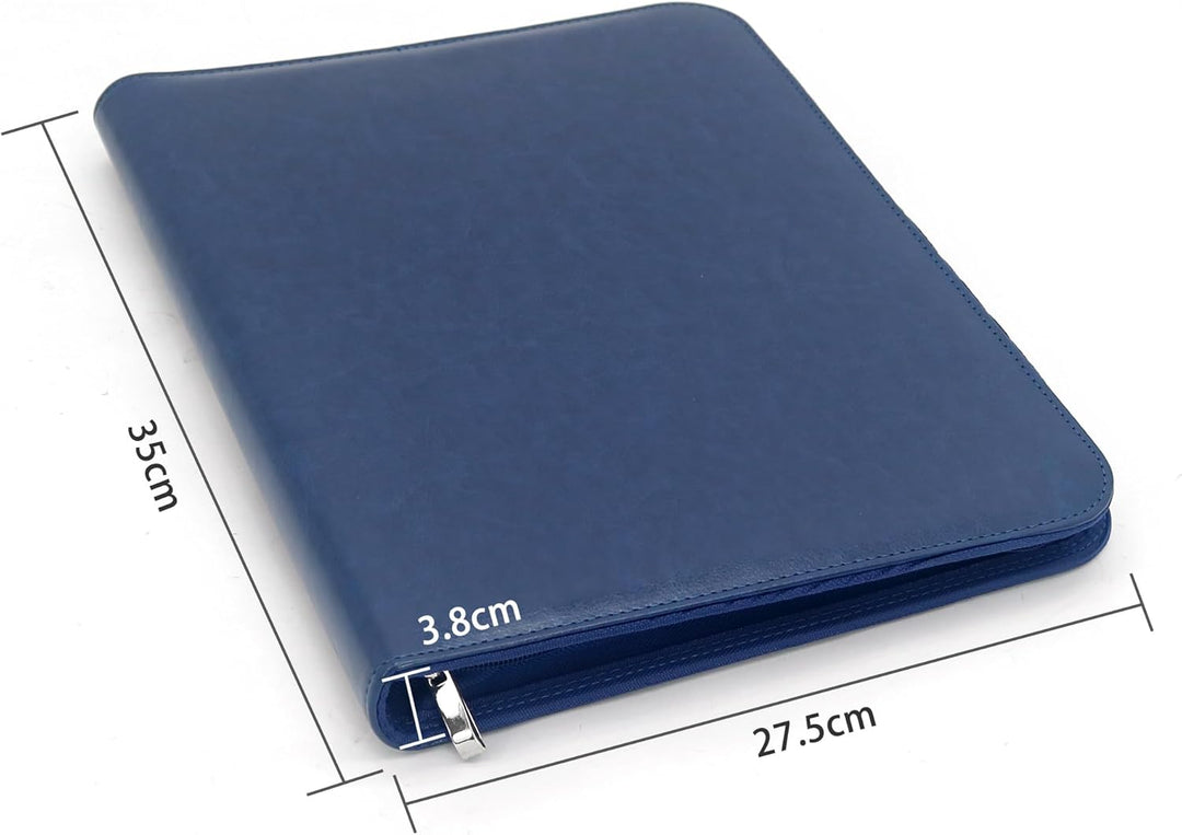Schreibmappe 4 Ringbuch A4 Konferenzmappe Reissverschluss Leder Wasserdicht Organizer Mappe Dokument