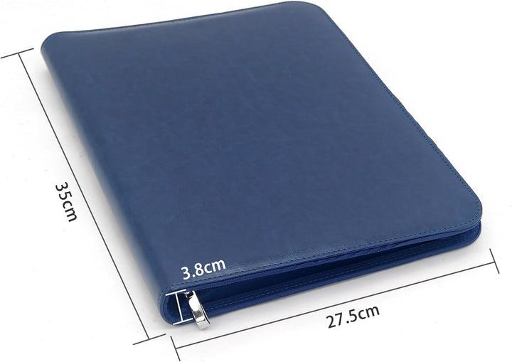 Schreibmappe 4 Ringbuch A4 Konferenzmappe Reissverschluss Leder Wasserdicht Organizer Mappe Dokument