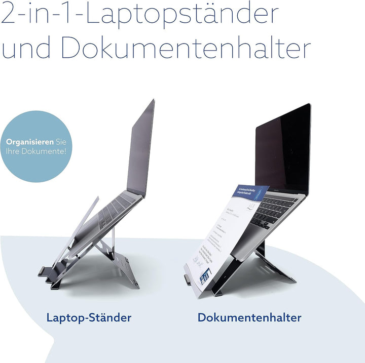 R-GO Riser Document, Laptop Ständer mit Dokumentenhalter, Verstellbarer Laptop Riser Für Büro Oder Z