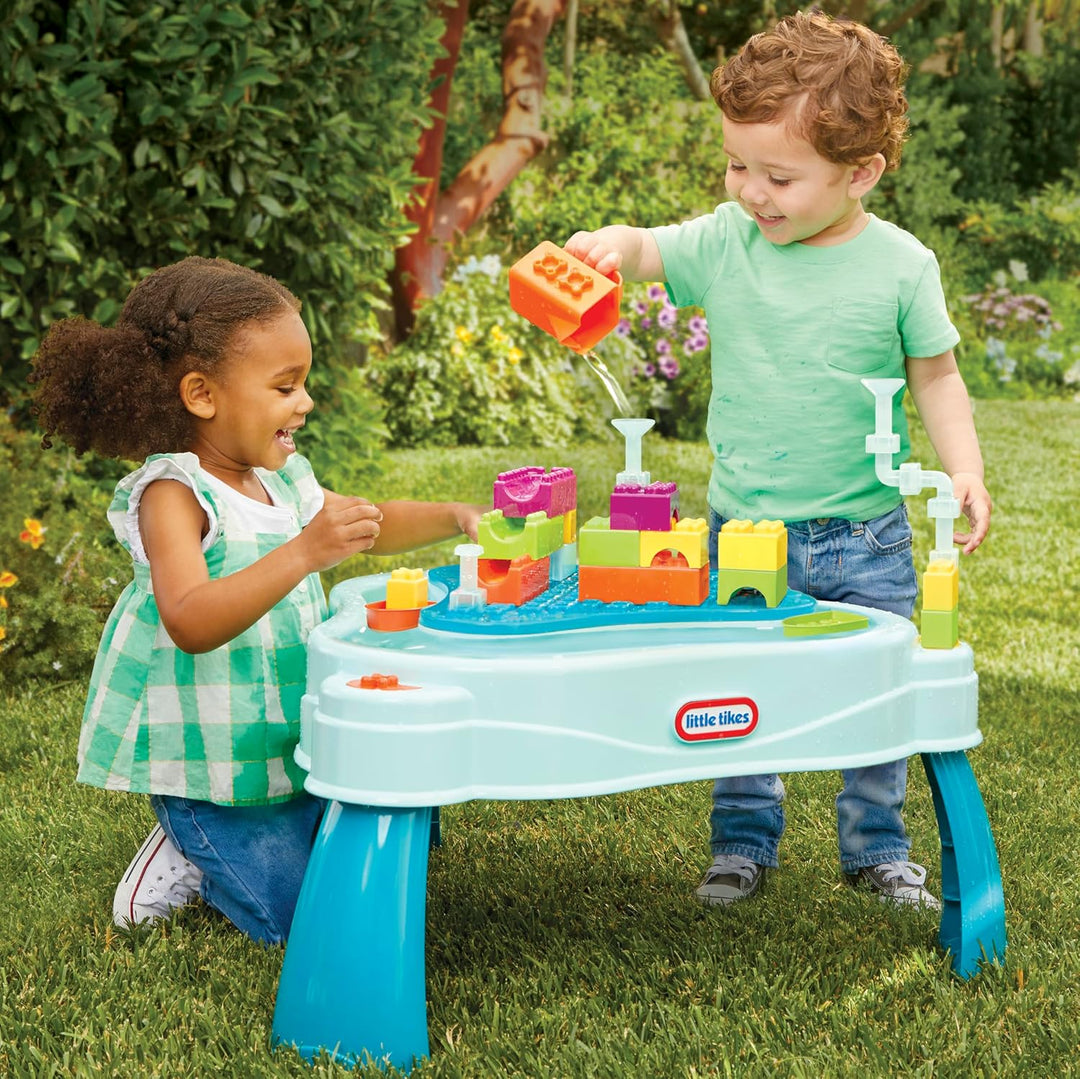 little tikes Build & Splash Water Table mit 25 Zubehörteilen - Nasses und Trockenes Spiel, Drinnen u