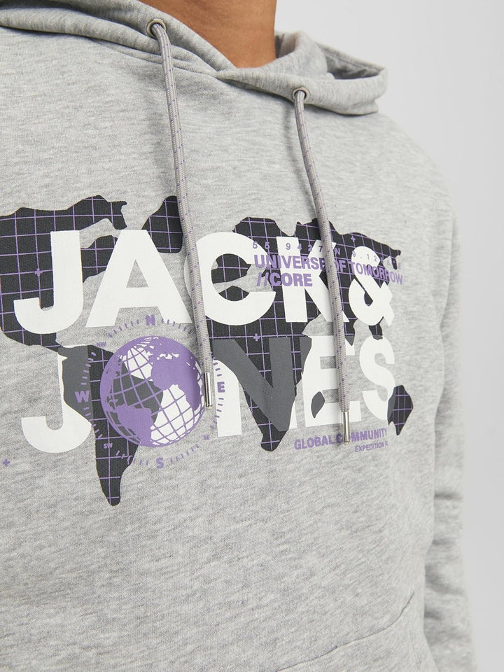 JACK & JONES Herren Jcodust Sweat Hood Sn Kapuzenpullover M Light Grey Melange/Detail:new Lgm, M Lig