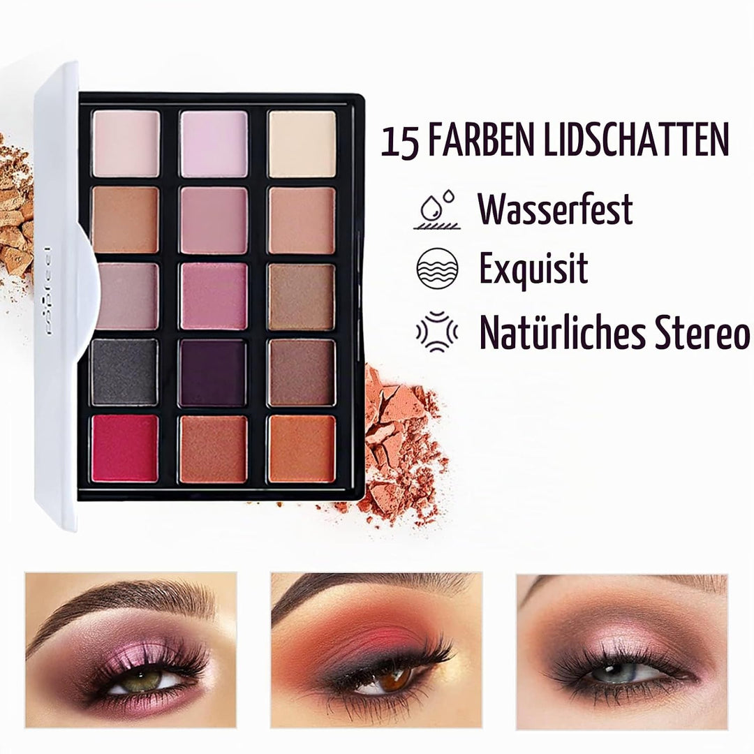 Make Up Set, Schminkkoffer gefüllt, kinderschminke set mädchen, 15 Farben Lidschatten Makeup Palette