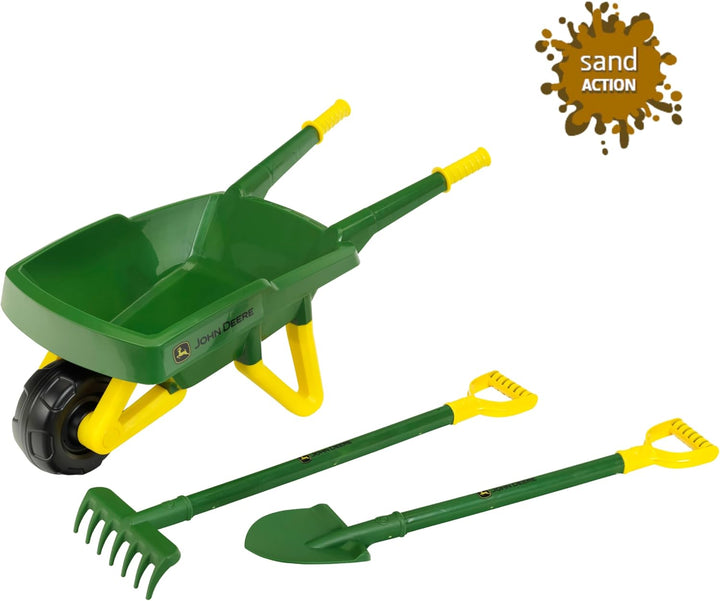 Theo Klein 3952 John Deere Schubkarren Set I Robustes Gartengeräte-Set für Kinder I Inkl. Schaufel u