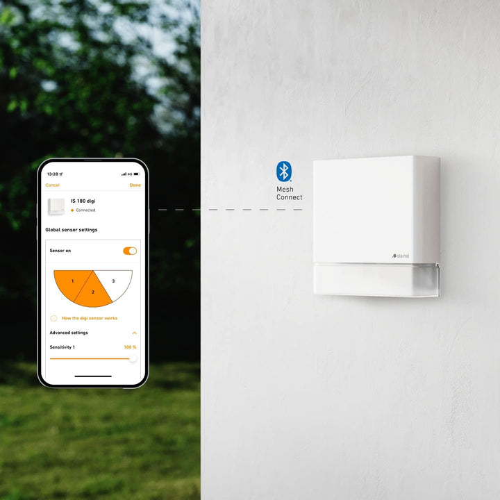 Steinel Bewegungsmelder IS 180 Digi Weiss, 180° Erfassung, 8 m Reichweite, smarte Bluetooth Mesh Ver