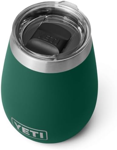 YETI Rambler Weinbecher, Vakuumisoliert, Edelstahl, mit MagSlider-Deckel, Black Forest Green, 10 oz