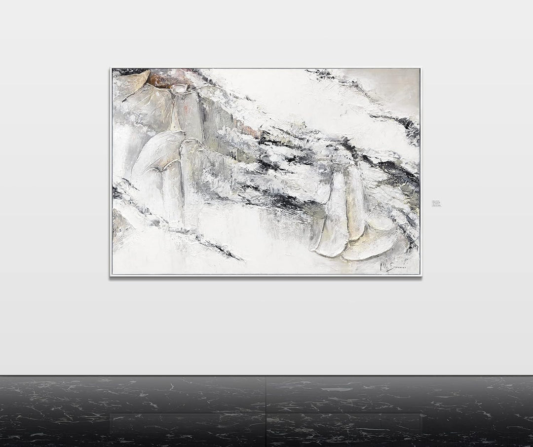 YS-Art Abstrakt XXL Acryl Gemälde auf Leinwand mit Rahmen Renaissance handgemalt Wandbilder Wohnzimm