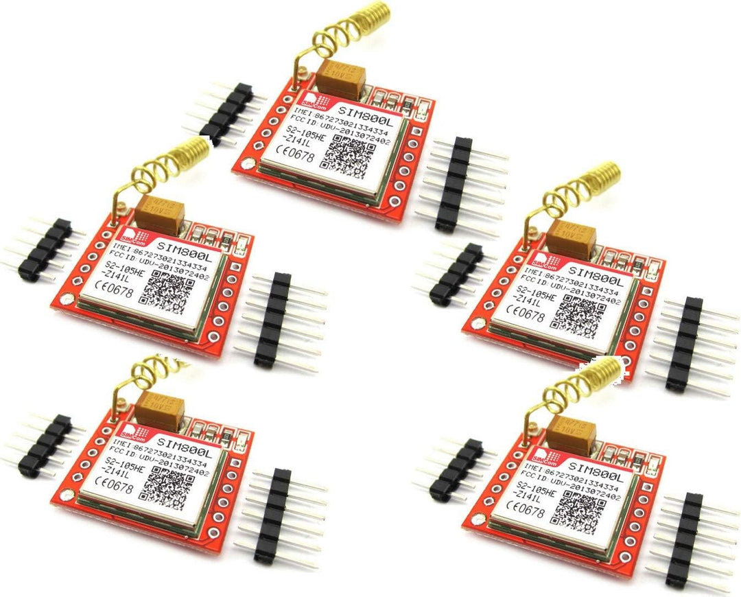 TECNOIOT 5pcs SIM800L GPRS GSM Module PCB Antenna SIM Board Quad Band