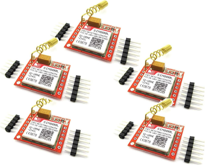 TECNOIOT 5pcs SIM800L GPRS GSM Module PCB Antenna SIM Board Quad Band