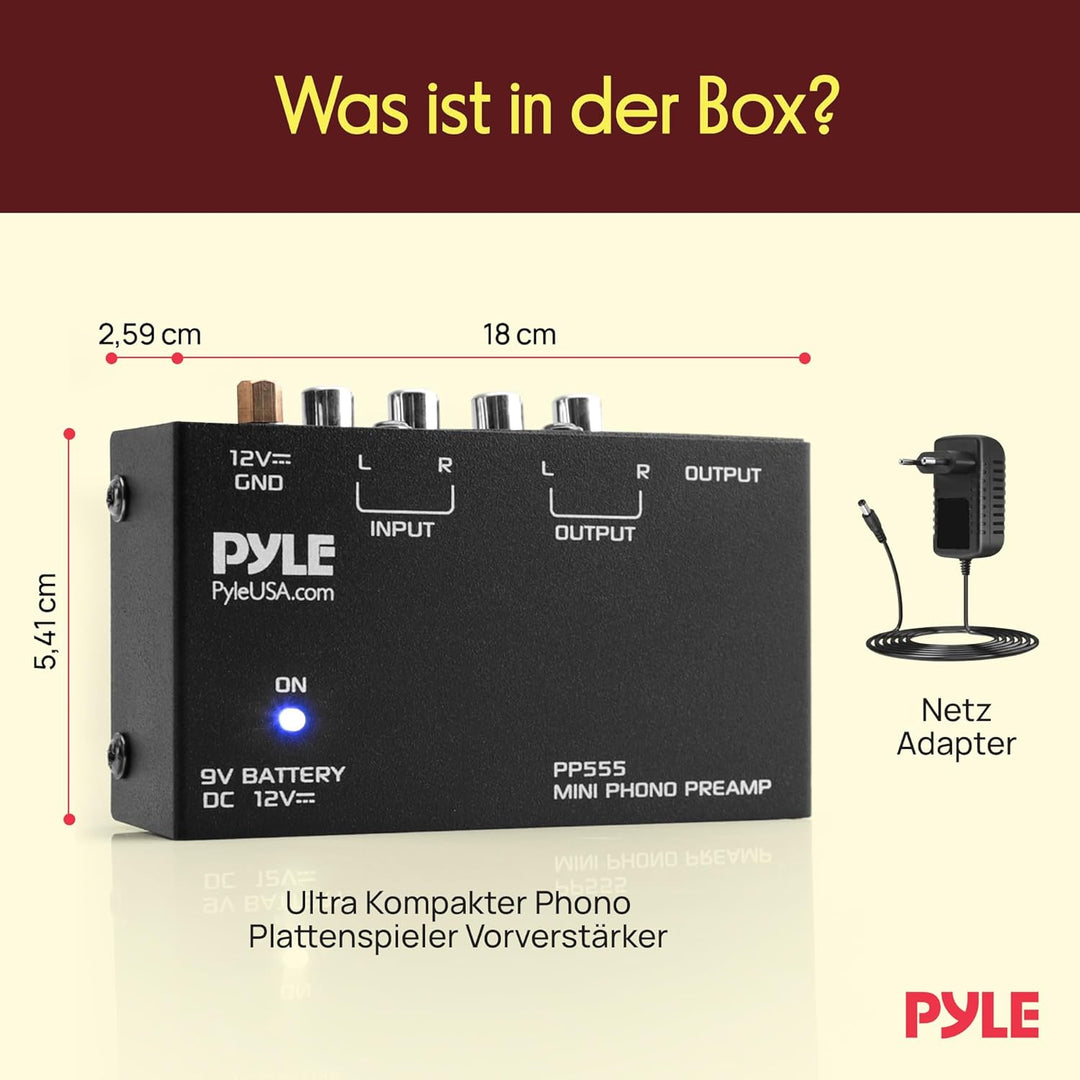 Pyle Stereo Verstärker – Phono Preamp – Phono Verstärker für Plattenspieler RCA Ein- & Ausgang als P