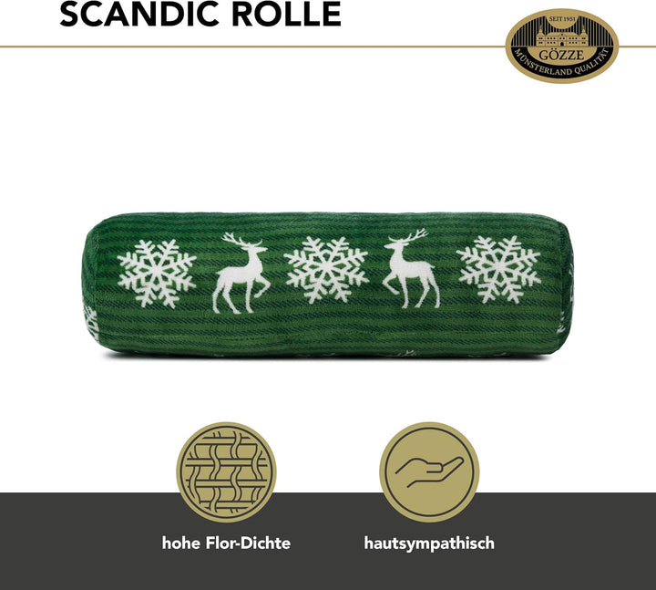 Gözze - Kissenrolle Scandic, Nackenrolle mit winterlichem Rentier-Design, Dekorative Rolle aus Mikro