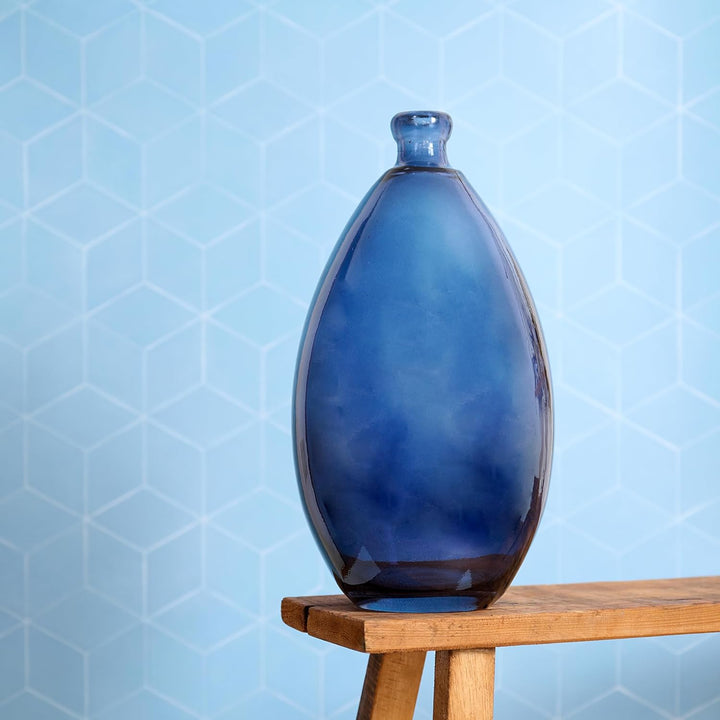 Vase aus recyceltem Glas mit unregelmässigem, schlichtem Design - Handgemachte Glasvase im mediterra