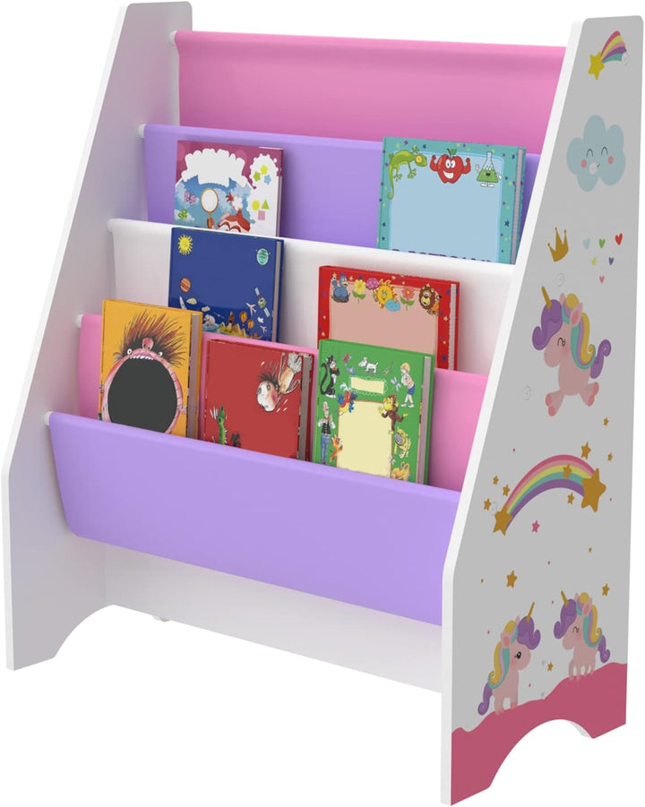 [en.casa] Kinderregal Fisterra Kinder-Bücherregal freistehend mit Einhorn-Motiv 74 x 62 x 29 cm Kind
