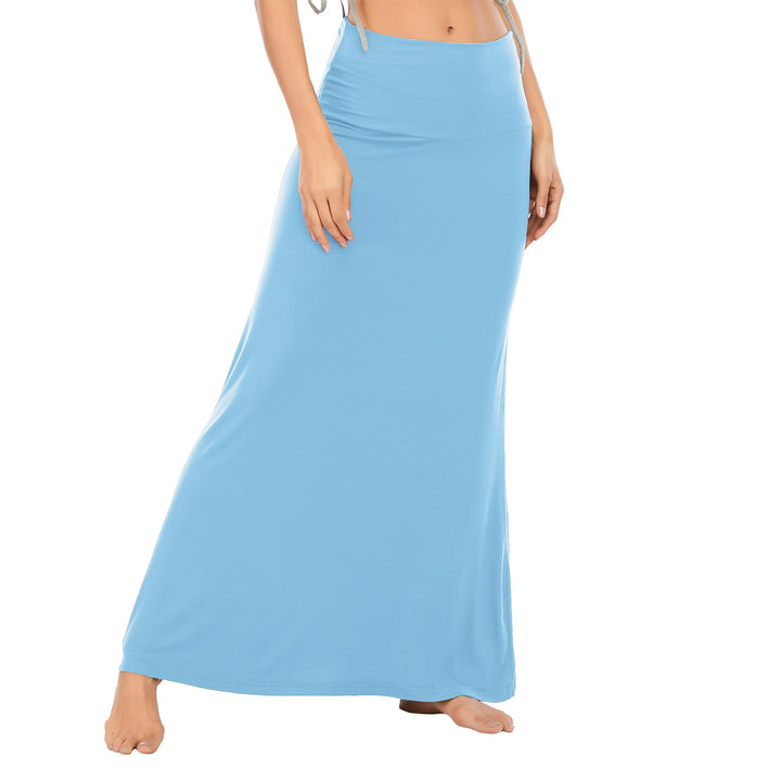 Durio Rock Maxirock Lang Damen Rock Weich Sommerrock Elegant Freizeitrock mit Hohem Bund Elastisch S
