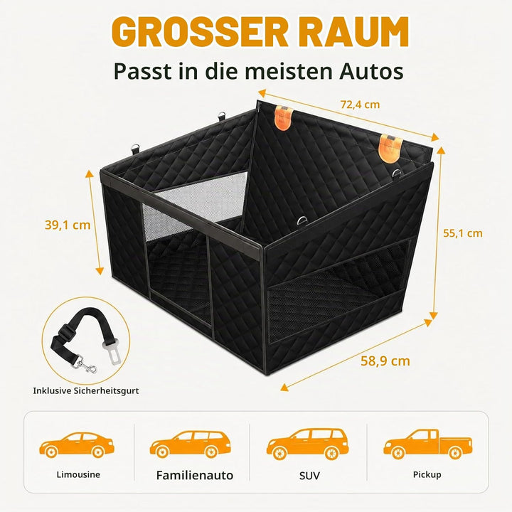 GOOGO Hunde Autositz für Rückbank, Wasserdichter Hundesitz Auto Rückbank mit Netzfenstern und 4 Befe