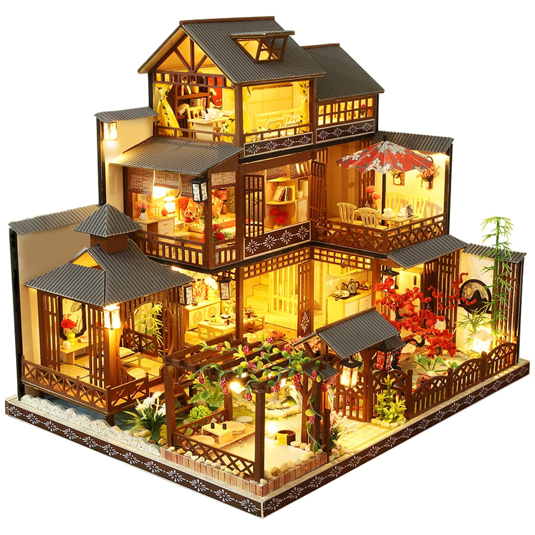 Spilay DIY Miniature House, Mini Handgefertigte Grosse Japanische Hof Modell Plus mit & Musik Box, 1