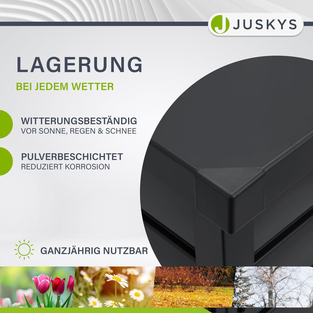 Juskys Metall Aufbewahrungsbox Limani 380 Liter - Outdoor Box - wasserdicht, abschliessbar - Gartenb