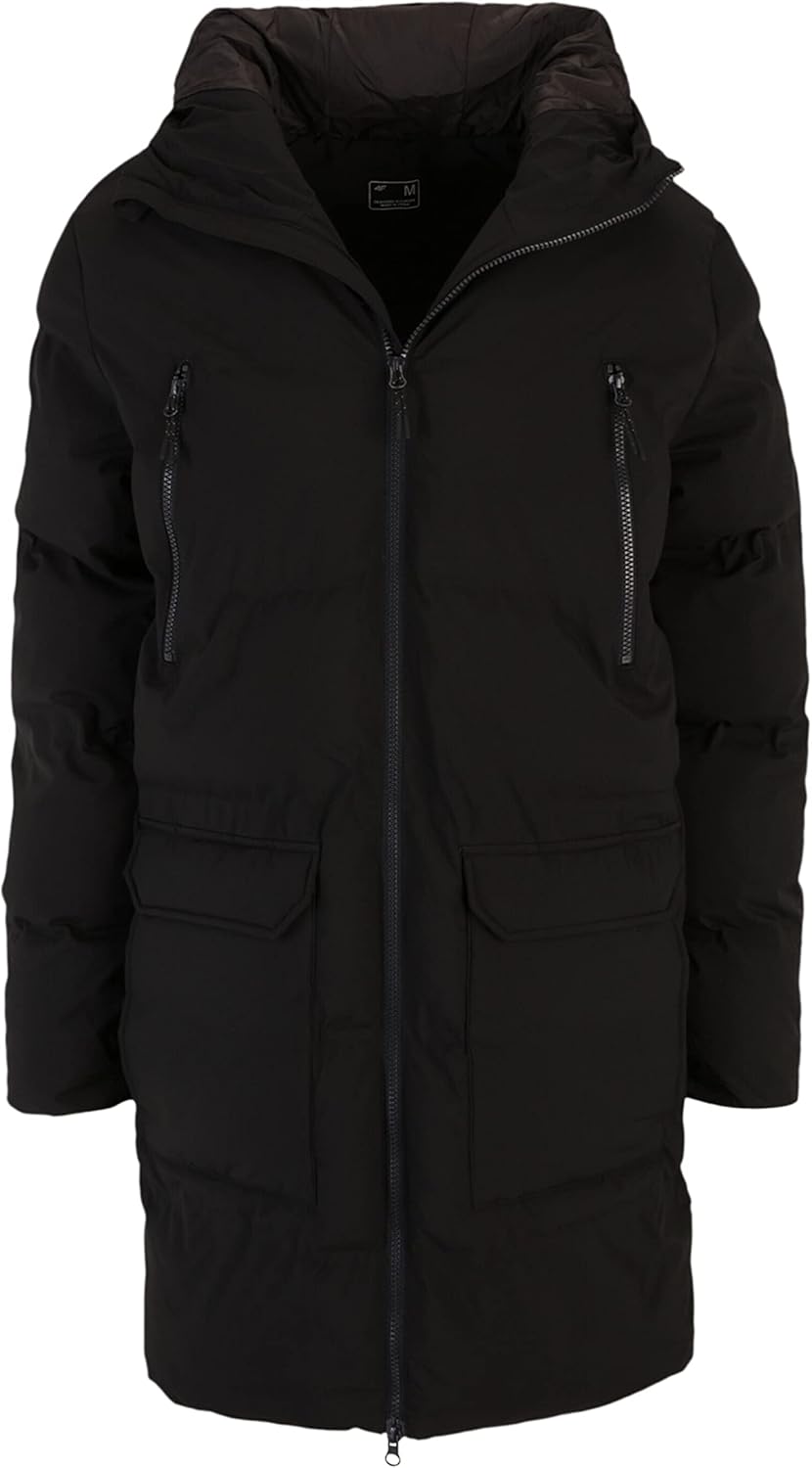 4F Herren Mantel XXL Tiefschwarz, XXL Tiefschwarz