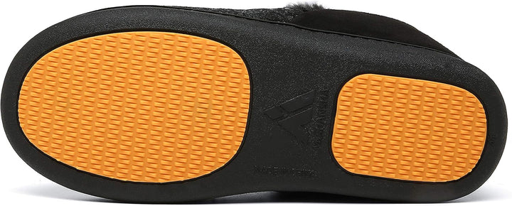 Mishansha Herren Winter Warme Hausschuhe Memory Foam Plüsch Pantoffeln,Gr.39-48, Rauchiges Schwarz 3