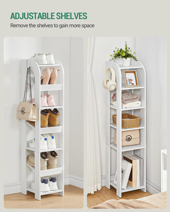 Hzuaneri Vertikales Schuhregal, 7 Ebenen Schmale Schuhregale, Holz-Schuh-Organizer Für Schrank, Eing