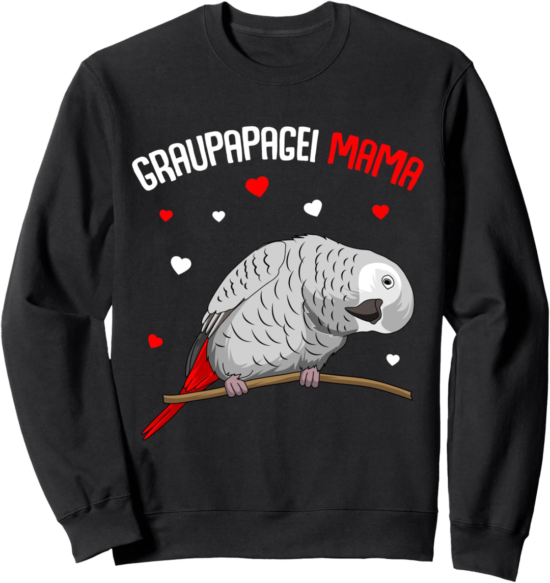 Graupapagei Mama Liebe Papagei Herz Vogel Sweatshirt