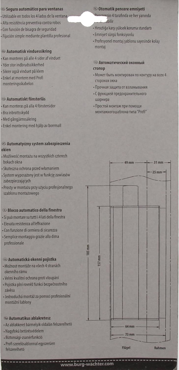 Burg-Wächter Fenstersicherung, VdS-anerkannt, Druckbelastung: 600 kg, WinSafe WX 4 BR SB, Braun, Bra