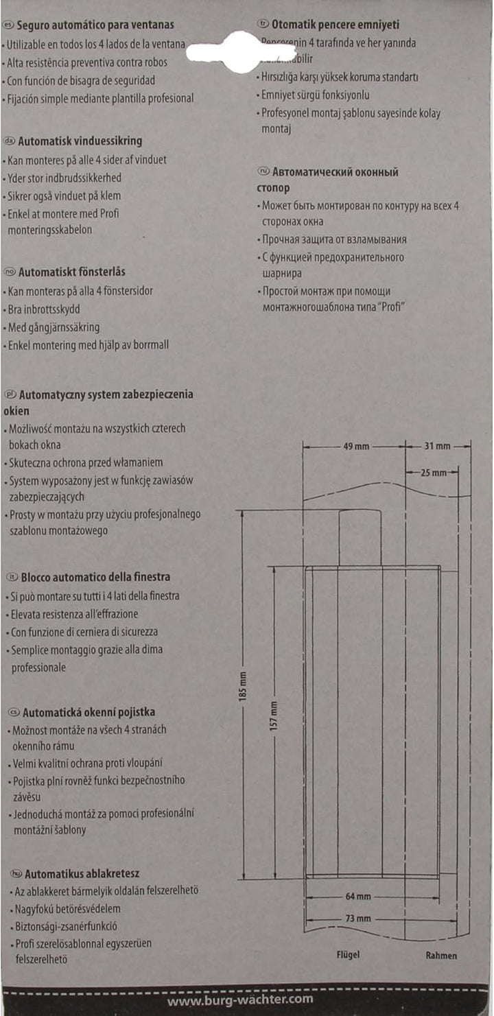 Burg-Wächter Fenstersicherung, VdS-anerkannt, Druckbelastung: 600 kg, WinSafe WX 4 BR SB, Braun, Bra