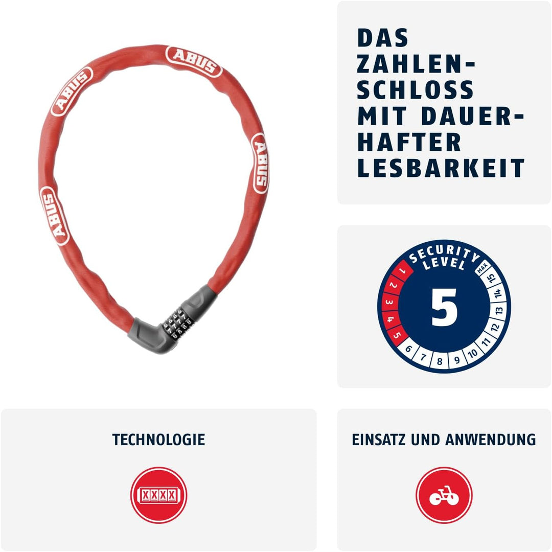 ABUS Kettenschloss Steel-O-Chain 5805C – Zahlenschloss aus 5 mm starken Stahlkette – ABUS-Sicherheit