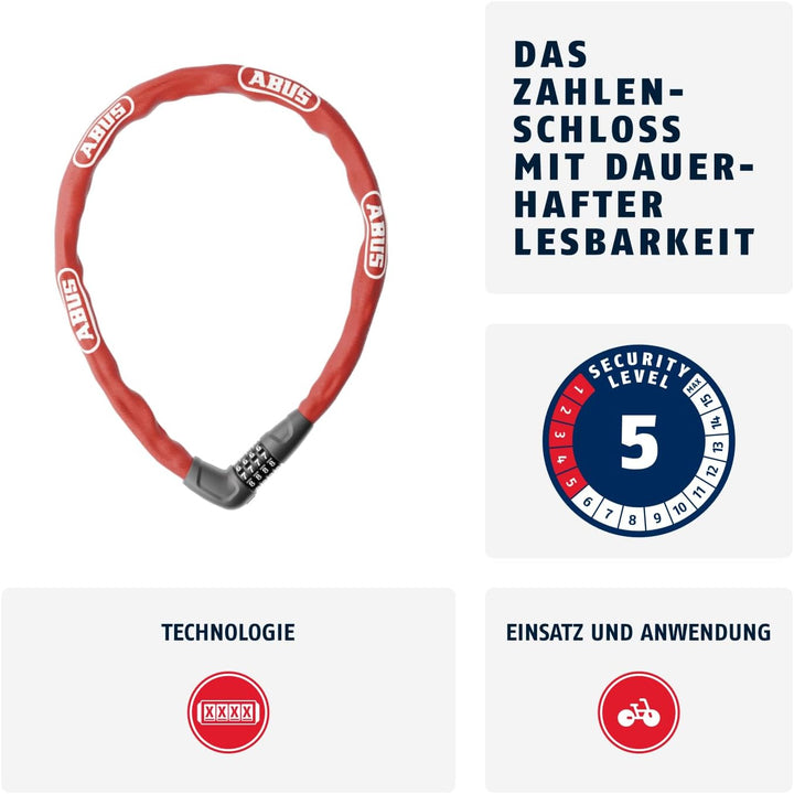 ABUS Kettenschloss Steel-O-Chain 5805C – Zahlenschloss aus 5 mm starken Stahlkette – ABUS-Sicherheit