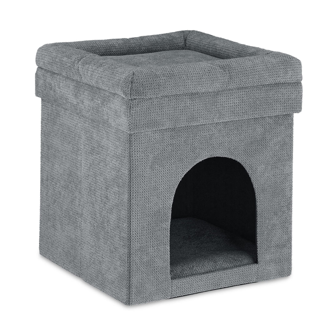 Relaxdays Katzenhöhle Hocker, Versteck für Katzen & kleine Hunde, Faltbarer Sitzhocker, HxBxT: 42 x
