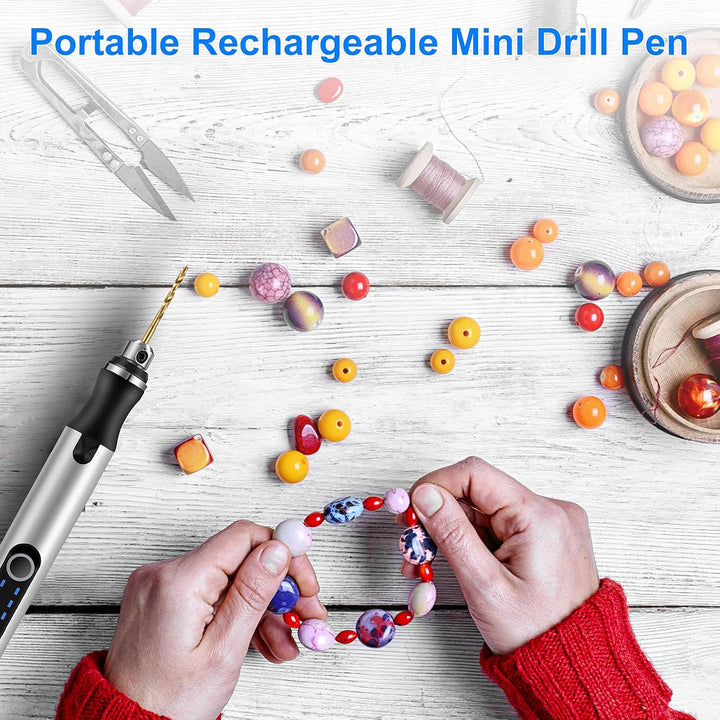 Mini Handbohrer Elektrisch, 3 Gang Mini Handbohrer Elektrisch, DIY Mini Bohrer, Mit 10 Bohrern, Wied