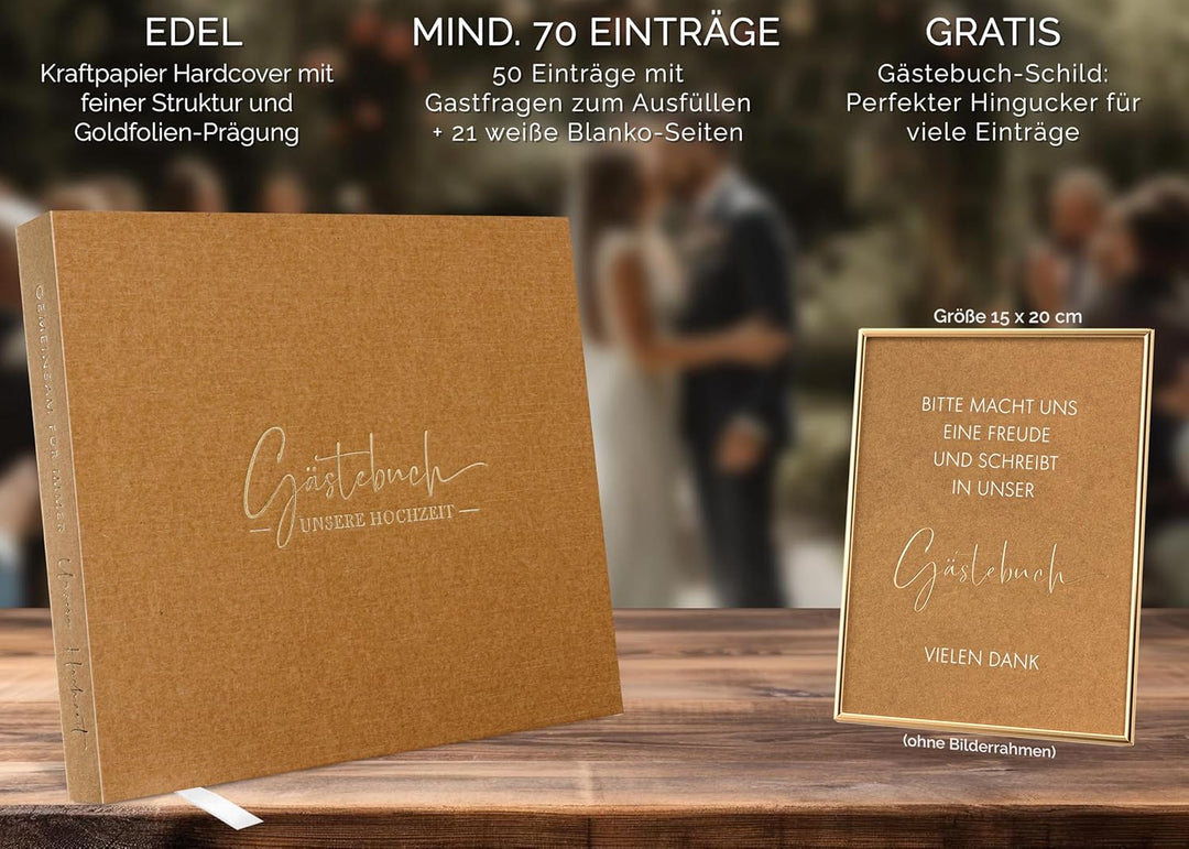 Love Notes Gästebuch Hochzeit mit Fragen zum Ausfüllen – Hochwertiges Hochzeitsbuch für unvergesslic