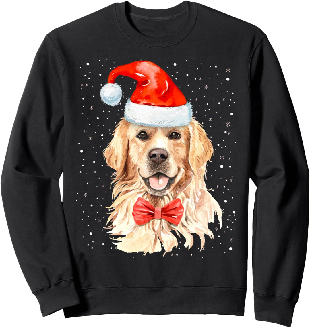 Golden Retriever Weihnachtspullover mit Weihnachtsmütze Sweatshirt