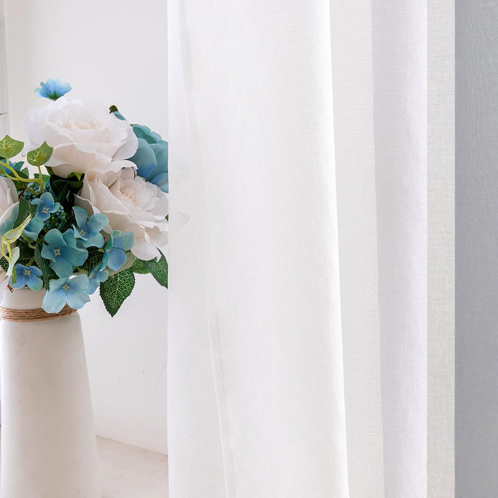 MIULEE 2er Set Voile Vorhang Zweifarbiger Vorhang mit Ösen Transparente Gardine Ösenschal Fenstersch