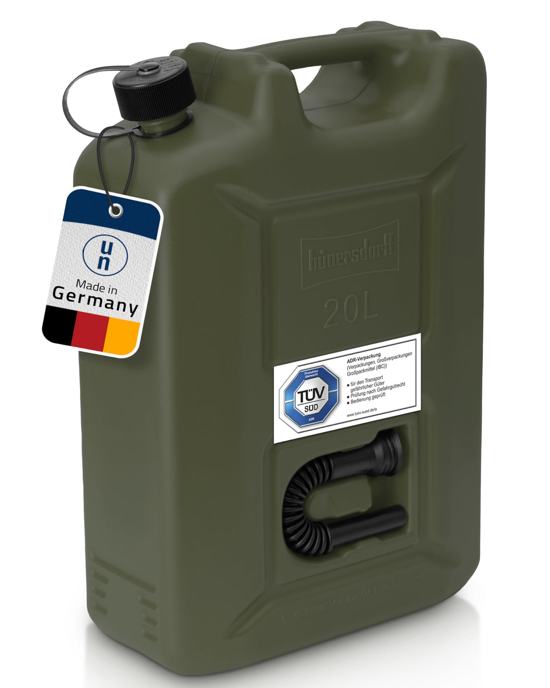 hünersdorff 802010 Kraftstoff-Kanister Profi 20L für Benzin, Diesel und andere Gefahrgüter, UN-Zulas
