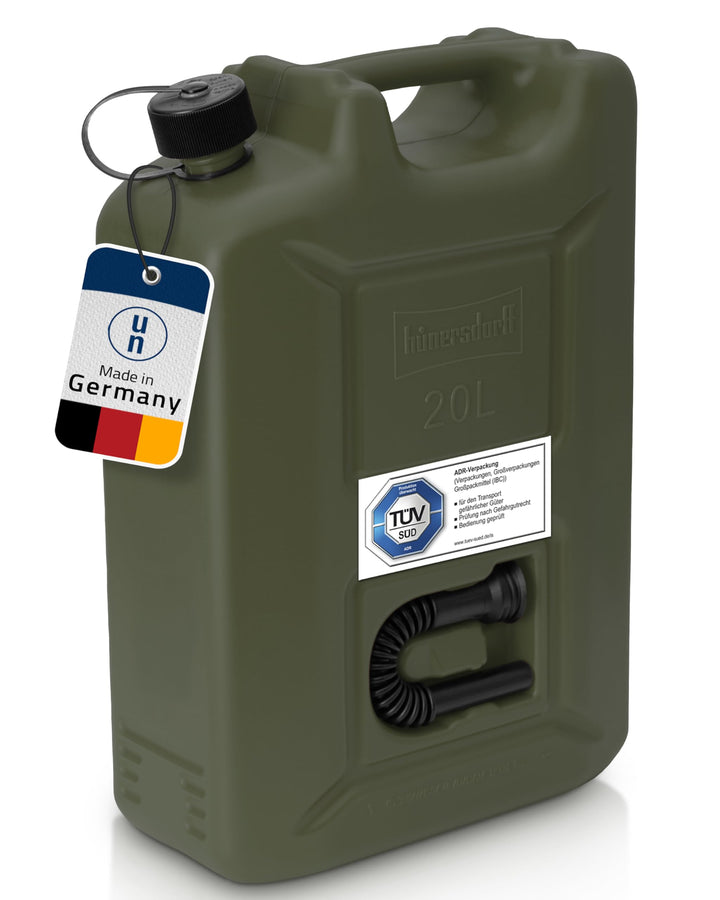 hünersdorff 802010 Kraftstoff-Kanister Profi 20L für Benzin, Diesel und andere Gefahrgüter, UN-Zulas