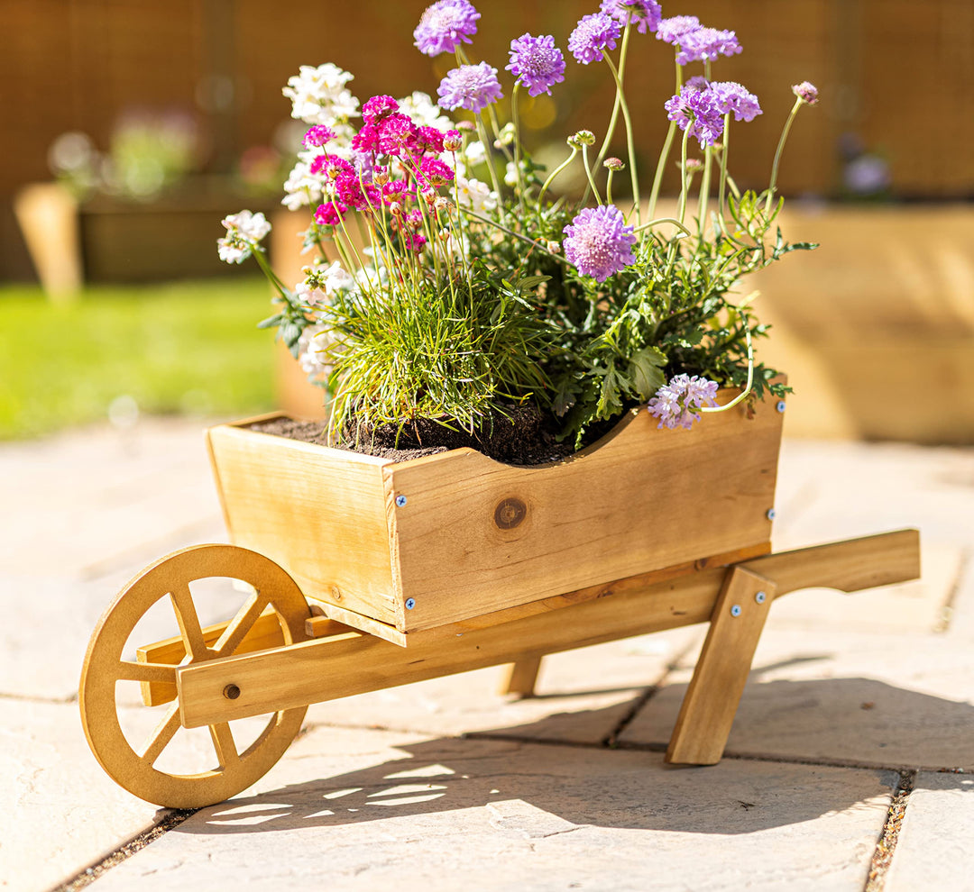 Homezone rustikale Holzschubkarre, Gartendekoration, Pflanzentrog, 70 cm