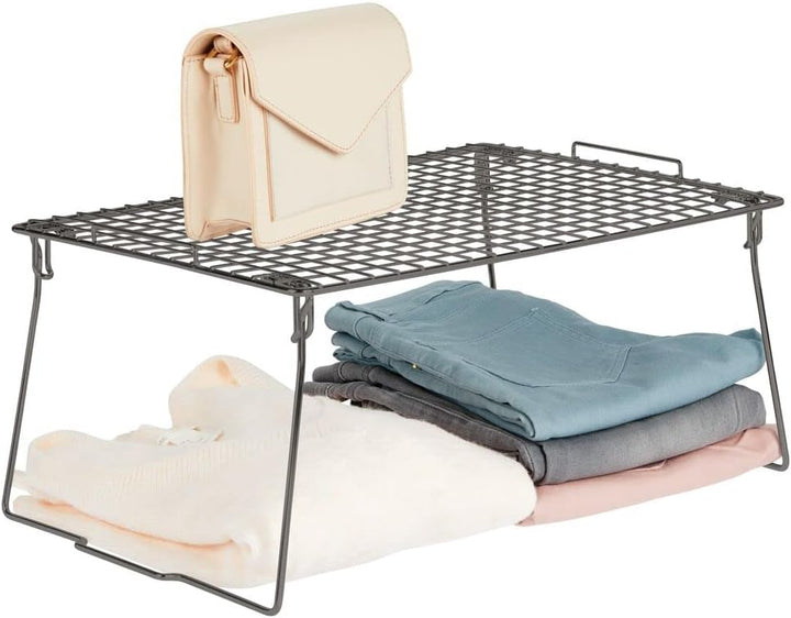 mDesign stapelbarer Regaleinsatz – faltbares Schrankregal aus Metall – moderner Schrankeinsatz für S