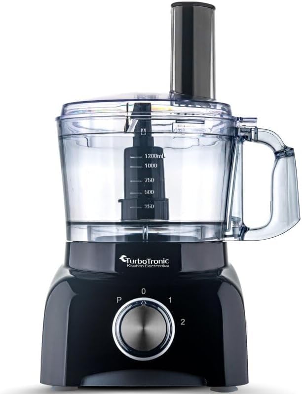 TurboTronic/Food Processor / 1,2L mini small/schwarz/Küchenmaschine mit Mixer, Raspelscheiben, Zitru