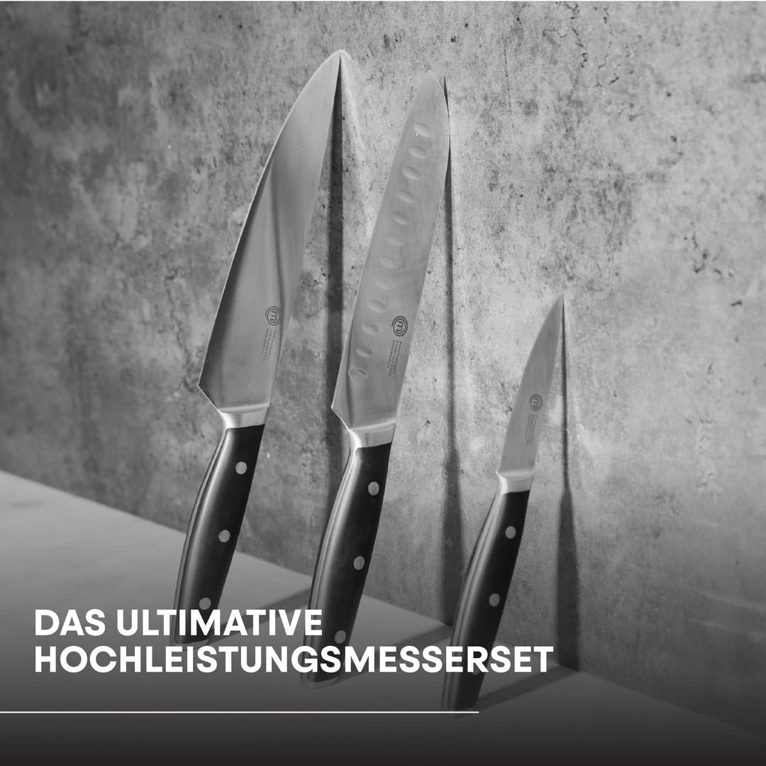 MasterChef Küchenmesser Set mit Kochmesser, Santoku Messer & Schälmesser, Profi Messerset aus Rostfr