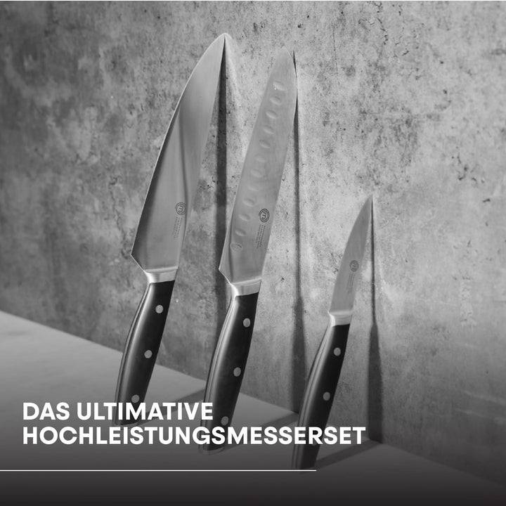 MasterChef Küchenmesser Set mit Kochmesser, Santoku Messer & Schälmesser, Profi Messerset aus Rostfr