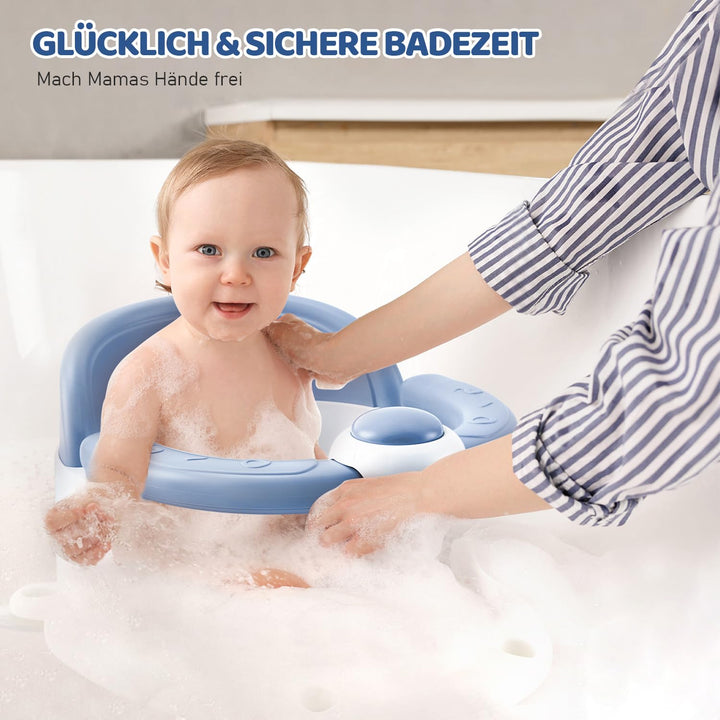 Baby Badesitz - Badewannensitz ab 6 bis 24 monate - Badewannen mit 4-starken Saugnäpfen und 360° Run