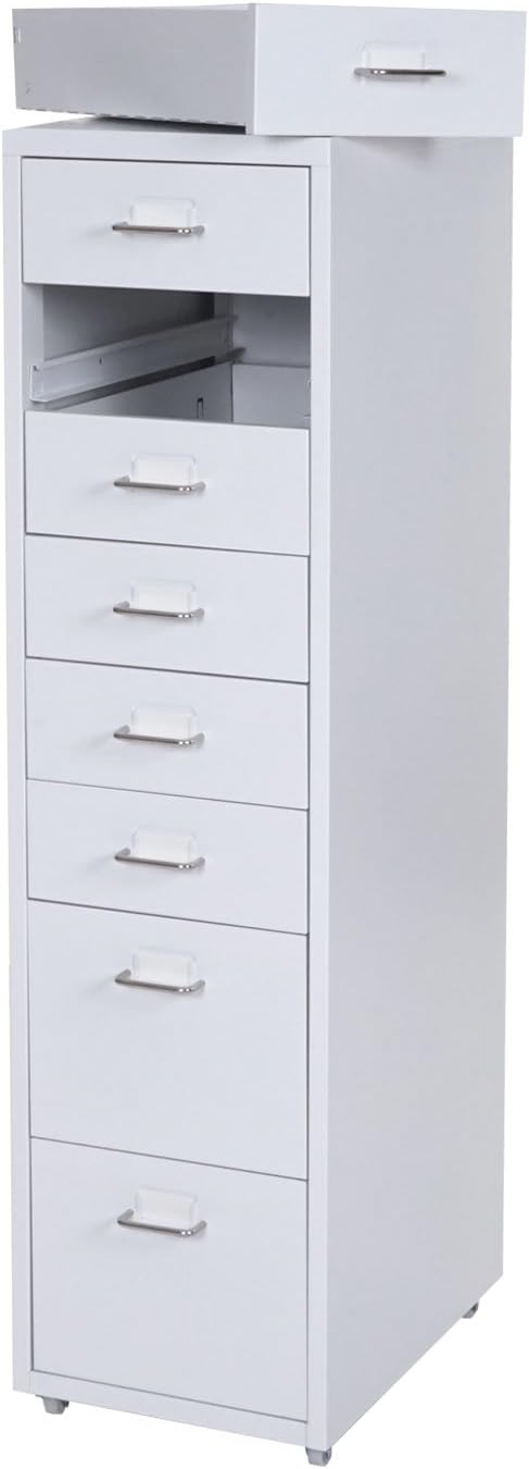 Mendler Rollcontainer Boston T851AM 110x28x41cm - weiss, Weiss