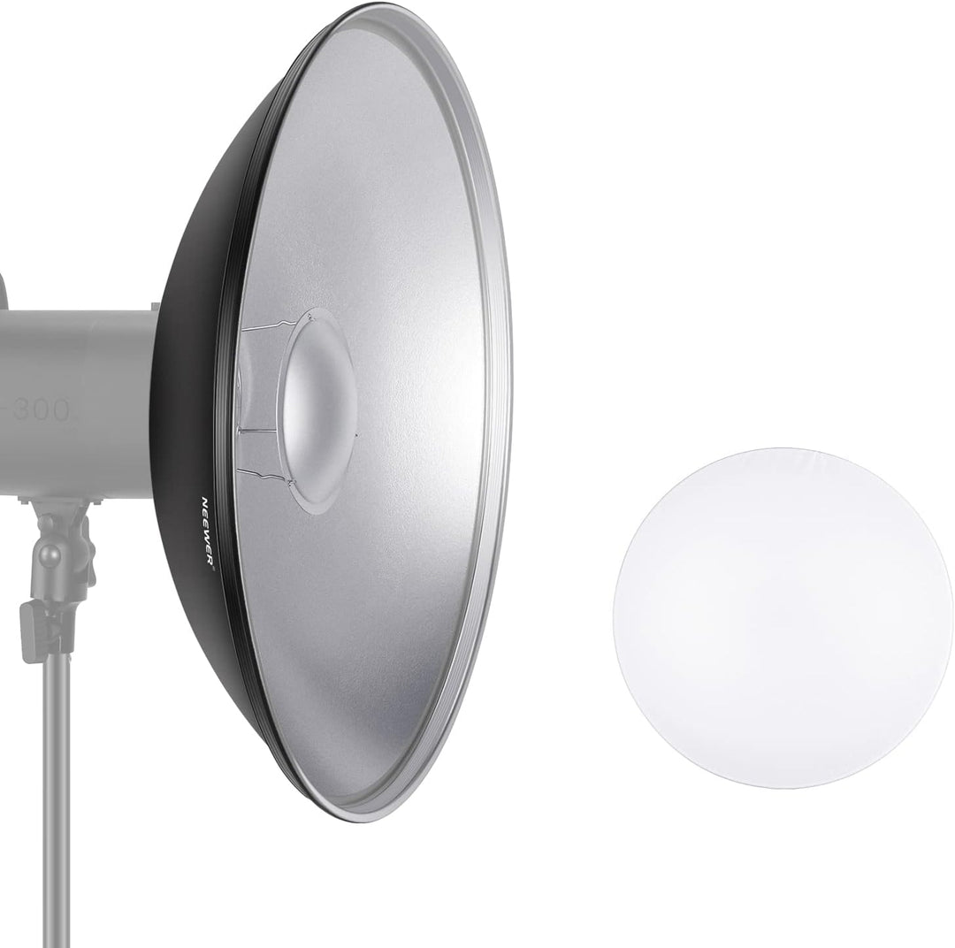 NEEWER 16"/41cm Aluminium Standard Reflektor Beauty Dish mit weissem Diffusor Socke kompatibel mit B