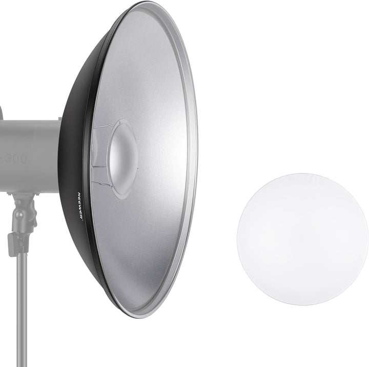 NEEWER 16"/41cm Aluminium Standard Reflektor Beauty Dish mit weissem Diffusor Socke kompatibel mit B