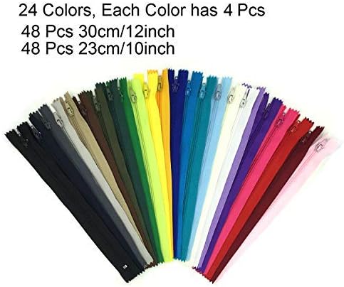DOITEM 72 Stück Reissverschluss Nylon 24 Farben 30cm lang 2,5cm breit für Kleidung Tasche Federmäppc
